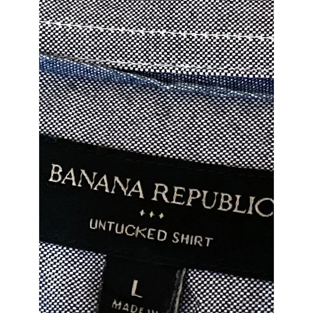 Banana Republic Gray Collared Long Sleeve Chest Pocket Button Down Shirt Top L